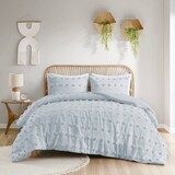 3 PCS Full/Queen Clip Jacquard Duvet Cover Set Blue B035P319883