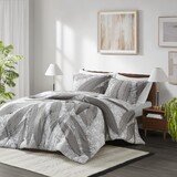 3 PCS Full/Queen Botanical Cotton Comforter Set Gray