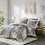 3 PCS Full/Queen Botanical Cotton Comforter Set Gray B035P319895