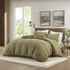 3PCS Full/Queen Waffle Washed Duvet Set