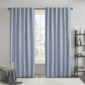 1PC 50x108" Plaid Rod Pocket and Back Tab Curtain Panel with Fleece Lining B035P341195