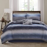 9-Piece Full 9 Piece Comforter Set with Cotton Bed Sheets,Navy