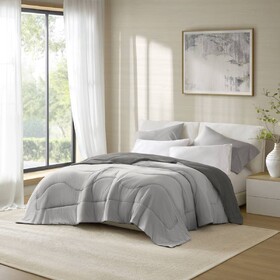 1-Piece King/Cal King Reversible Tencel Comforter Blanket,Gray B035P408278