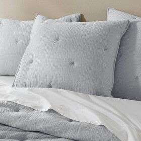 1-Piece Euro Sham Cotton Gauze Embroidered Euro Sham,Blue