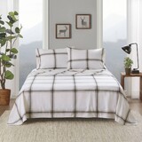 4-Piece Cal King Sheet Set,Tan Plaid