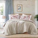 3-Piece Full/Queen Reversible Floral Botanical Seersucker Comforter Set,Pink