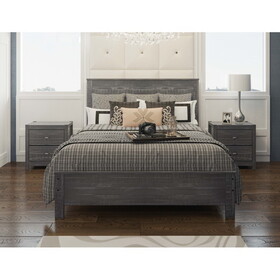 Yes4wood Albany Solid Wood Grey Bed, Modern Rustic Wooden Queen Size Bed Frame Box Spring Needed