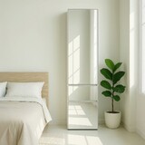 Elise Slim Modular Wood Closet Cabinet with Mirror in White B040P311967