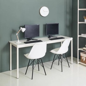 Harry Contemporary Wood and Metal Computer Desk in Ivory B040S00016