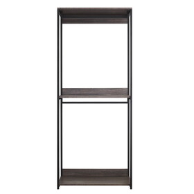 Monica Farmhouse Industrial Wood Walk-in Closet with One Shelf in Rustic Gray B040S00020