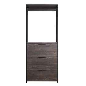 Monica Wood Walk-in Closet with Three Drawers and One Shelf in Rustic Gray B040S00022