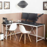 Olympus Wood and Metal Corner Desk in Dark Gray and Ivory B040S00032