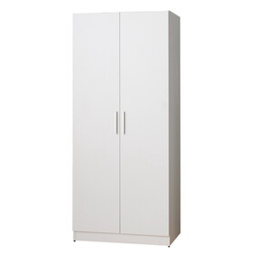 Viviane Contemporary Wood Closet with Hanging Bars and Five Shelves in White B040S00038