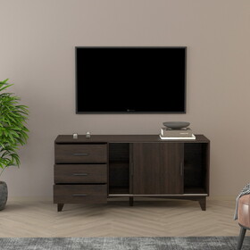 Parker TV Stand with Sliding Doors and Drawers in Dark Brown B040S00042