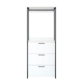 Fiona Wood and Metal Walk-in Closet with Three Drawers B040S00045