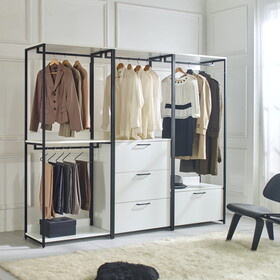 Fiona White Freestanding Walk in Wood Closet System with Metal Frame B040S00049