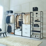 Fiona White Freestanding Walk in Wood Closet System with Metal Frame B040S00053