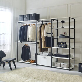Fiona White Freestanding Walk in Wood Closet System with Metal Frame B040S00054