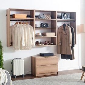 Devi Oak Wall Mounted Wood Closet System B040S00118