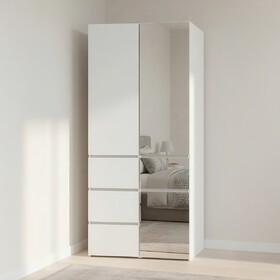 Elise Modular Wood Closet System with Mirror in White B040S00120