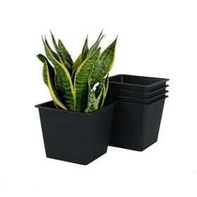 7.5" Square Nursery Plant Pot - Garden Plastic Pots with Drainage (5-Pack) B046P144648