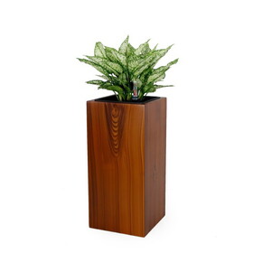 11" Composite Self-watering Square Planter Box - High - Dark Wood B046P144677