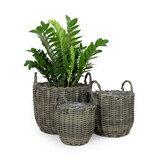 3-Pack Wicker Multi-purposes Basket with handler - Planter basket - Gray B046P144685