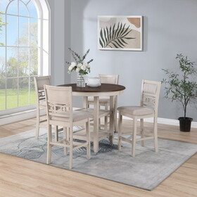 5-Piece Counter Height Dining Set, Antique White Two-Tone B046P147191