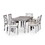 B046S00001 Silver+Grey+Solid Wood+Rectangular 7-Piece Dining Set