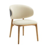 Modrest Chance Contemporary Cream Fabric and Brown Leatherette Walnut Dining Chair B04961318