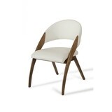 Modrest Lucas Mid-Century Cream & Walnut Dining Chair B04961319