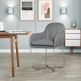 Modrest Sweeny Modern Grey Leatherette Arm Dining Chair B04961324