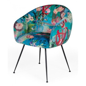 Modrest Roxann Contemporary Floral Velvet Dining Chair B04961333