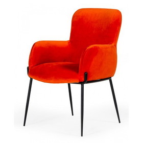 Modrest Frisco Mid-Century Orange Velvet dining Chair B04961335
