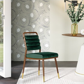 Modrest Biscay Modern Dark Green & Walnut Steel Dining Chair B04961337