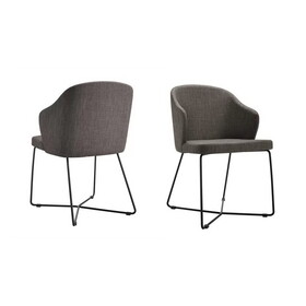 Gia Modern Grey Fabric Dining Arm Chair (Set of 2) B04961345