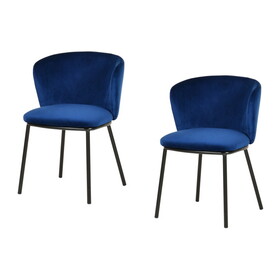 Modrest Bessie Modern Blue Velvet Dining Chair (Set of 2) B04961350
