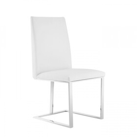 Modrest Frankie Contemporary White & Brushed Stainless Steel Dining Chair B04961353
