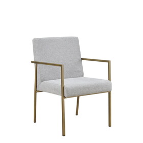 Modrest Burnham Modern White & Brass Arm Dining Chair B04961355
