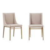 Modrest Mimi Contemporary Beige & Brass Dining Chair (Set of 2) B04961357