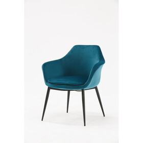 Modrest Wilson Modern Teal Velvet & Black Dining Chair B04961376