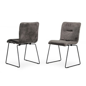 Modrest Yannis Modern Dark Grey Fabric Dining Chair (Set of 2) B04961393