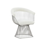 Modrest Chandler Modern White Shepra and Matte Silver Dining Chair B04961404