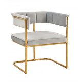Modrest Bavaria Modern Light Grey Fabric and Gold Dining Chair B04961407