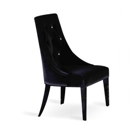 A&X Charlotte Black Velour Dining Chair (Set of 2) B04961413
