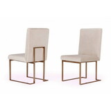 Modrest Fowler Modern Beige and Brass Velvet Dining Chair (Set of 2) B04961419