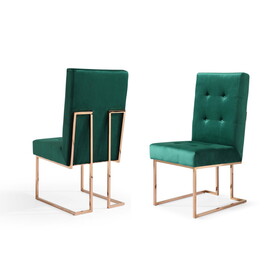 Modrest Legend Modern Green Velvet & Rose Gold Dining Chair (Set of 2) B04961421