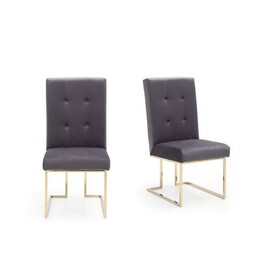Modrest Legend Modern Grey Fabric & Gold Dining Chair (Set of 2) B04961422