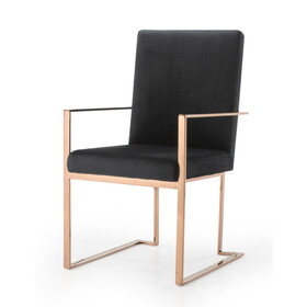 Modrest Trea Modern Black Velvet & Rosegold Dining Chair B04961425