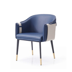Modrest Calder Blue & Beige Bonded Leather Dining Chair B04961426
